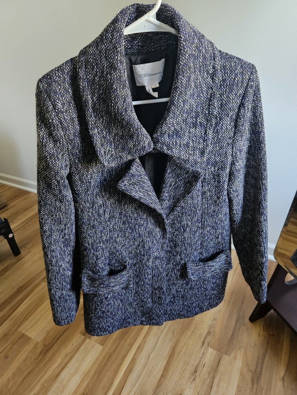 BCBGeneration Marled Tweed Funnel Neck Jacket / Blazer
